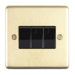 Carlisle Brass Eurolite Stainless Steel Range Round Edge 3 Gang 2 Way Rocker Switch