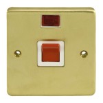 Carlisle Brass Eurolite Stainless Steel Range Round Edge 45 Amp Double Pole Cooker Switch with Red Rocker and Neon Indicator