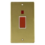 Carlisle Brass Eurolite Stainless Steel Range Round Edge 45 Amp Double Pole Cooker Switch with Red Rocker and Neon Indicator on Double Vertical Plate