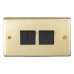 Carlisle Brass Eurolite Stainless Steel Range Round Edge 4 Gang 2 Way Rocker Switch