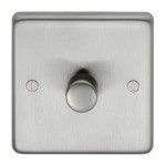 Carlisle Brass Eurolite Stainless Steel Range Round Edge 1 Gang 2 Way Push On/Off Dimmer Switch (400W)