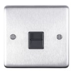 Carlisle Brass Eurolite Stainless Steel Range Round Edge 1 Gang Secondary Telephone Line Socket