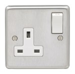 Carlisle Brass Eurolite Stainless Steel Range Round Edge 1 Gang 13 Amp Double Pole Switched Socket