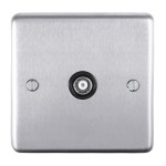 Carlisle Brass Eurolite Stainless Steel Range Round Edge 1 Gang TV Coaxial Socket