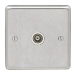 Carlisle Brass Eurolite Stainless Steel Range Round Edge 1 Gang TV Coaxial Socket