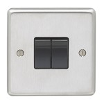 Carlisle Brass Eurolite Stainless Steel Range Round Edge 2 Gang 2 Way Rocker Switch