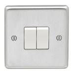 Carlisle Brass Eurolite Stainless Steel Range Round Edge 2 Gang 2 Way Rocker Switch