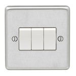 Carlisle Brass Eurolite Stainless Steel Range Round Edge 3 Gang 2 Way Rocker Switch