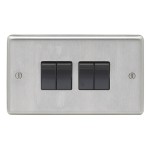 Carlisle Brass Eurolite Stainless Steel Range Round Edge 4 Gang 2 Way Rocker Switch