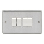 Carlisle Brass Eurolite Stainless Steel Range Round Edge 4 Gang 2 Way Rocker Switch