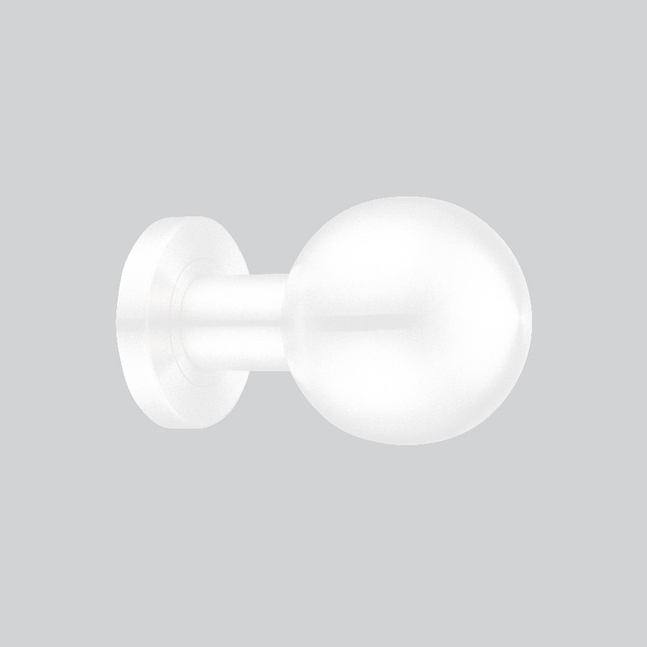 Matt White Antimicrobial Eco-Friendly Mortice Ball Knob Furniture – Screw on Rose (Unsprung)