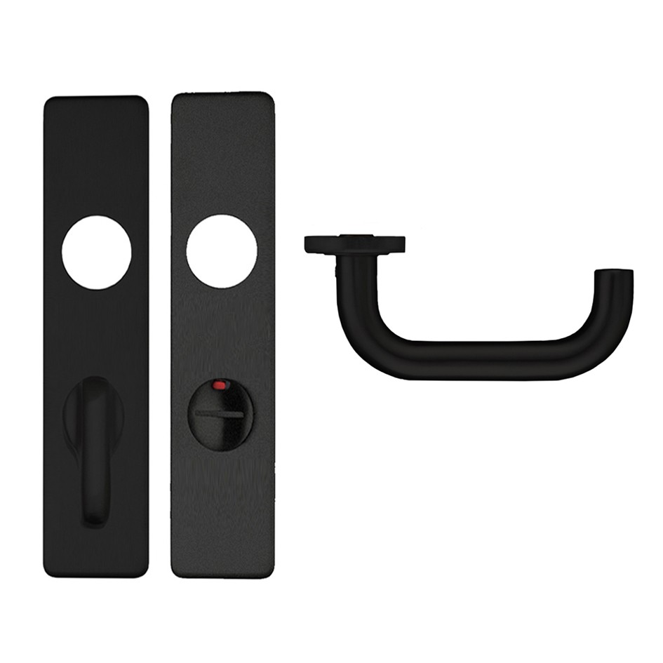 Matt Black Antimicrobial Eco-Friendly Bathroom Lever Furniture with Emergency External Release for DIN Lock Cases