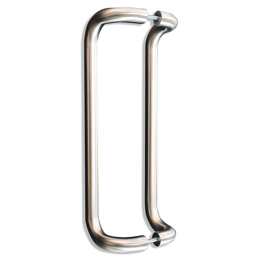 Satin Stainless Steel Antimicrobial Cranked Entrance Pull Handles for Glass Doors