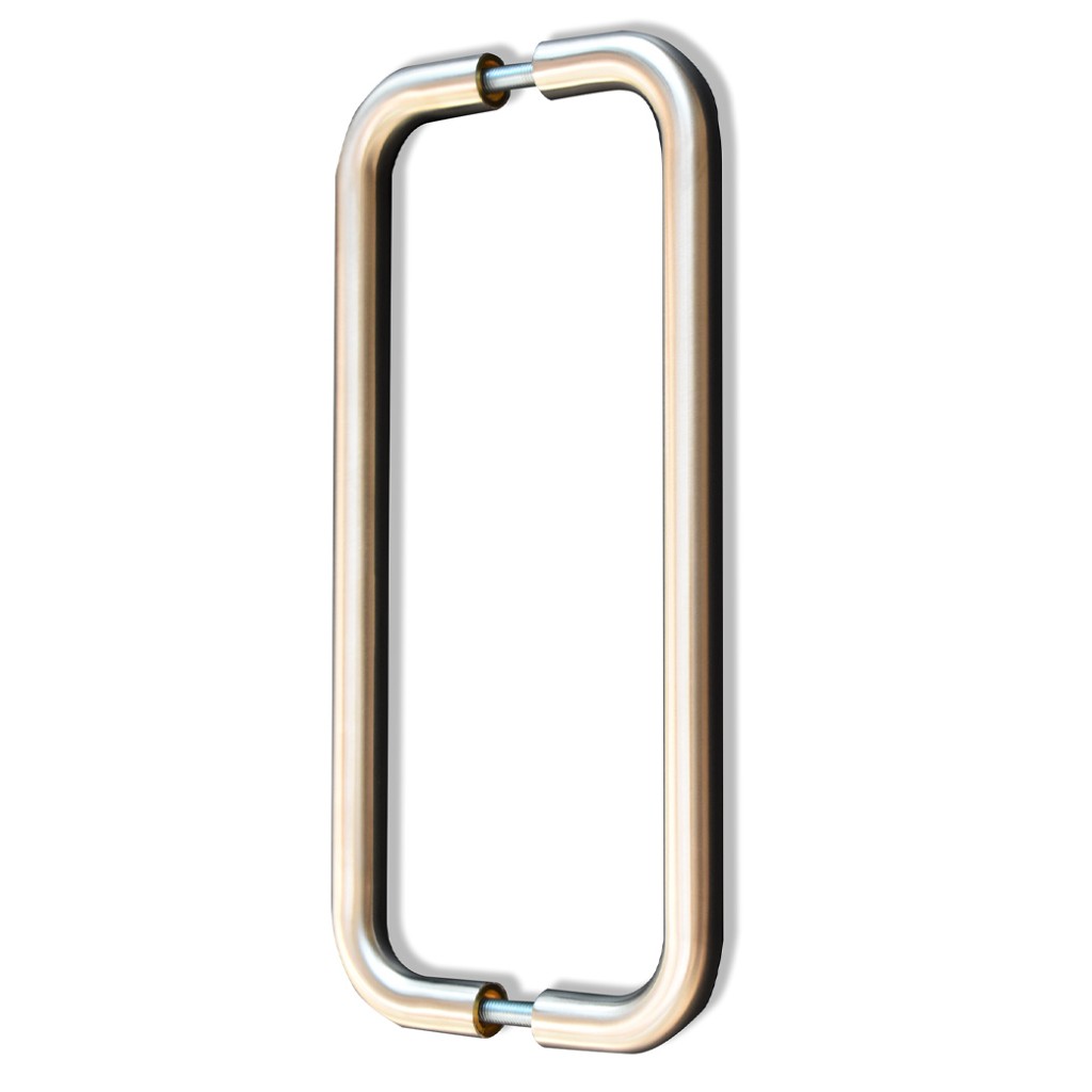 Satin Stainless Steel Antimicrobial Tubular “D” Back to Back Fixing Pull Handles for Glass Doors