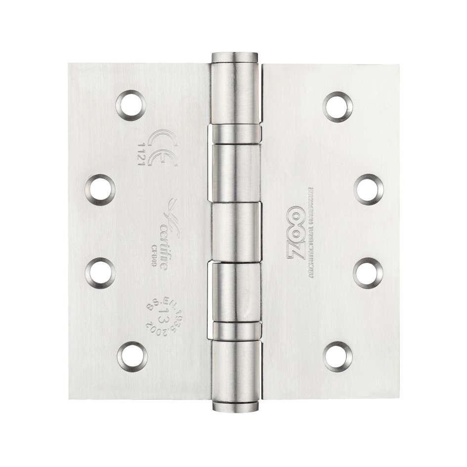 Satin Stainless Steel Antimicrobial Heavy Duty Projection Ball Bearing Hinges 102mm x 102mm x 3mm