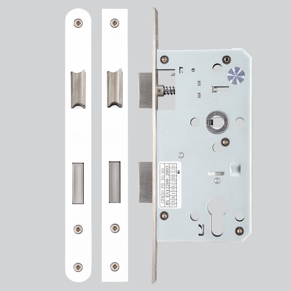 Matt White Antimicrobial Eco-Friendly Heavy Duty Architectural DIN Euro Sash Lock Case (DDA)