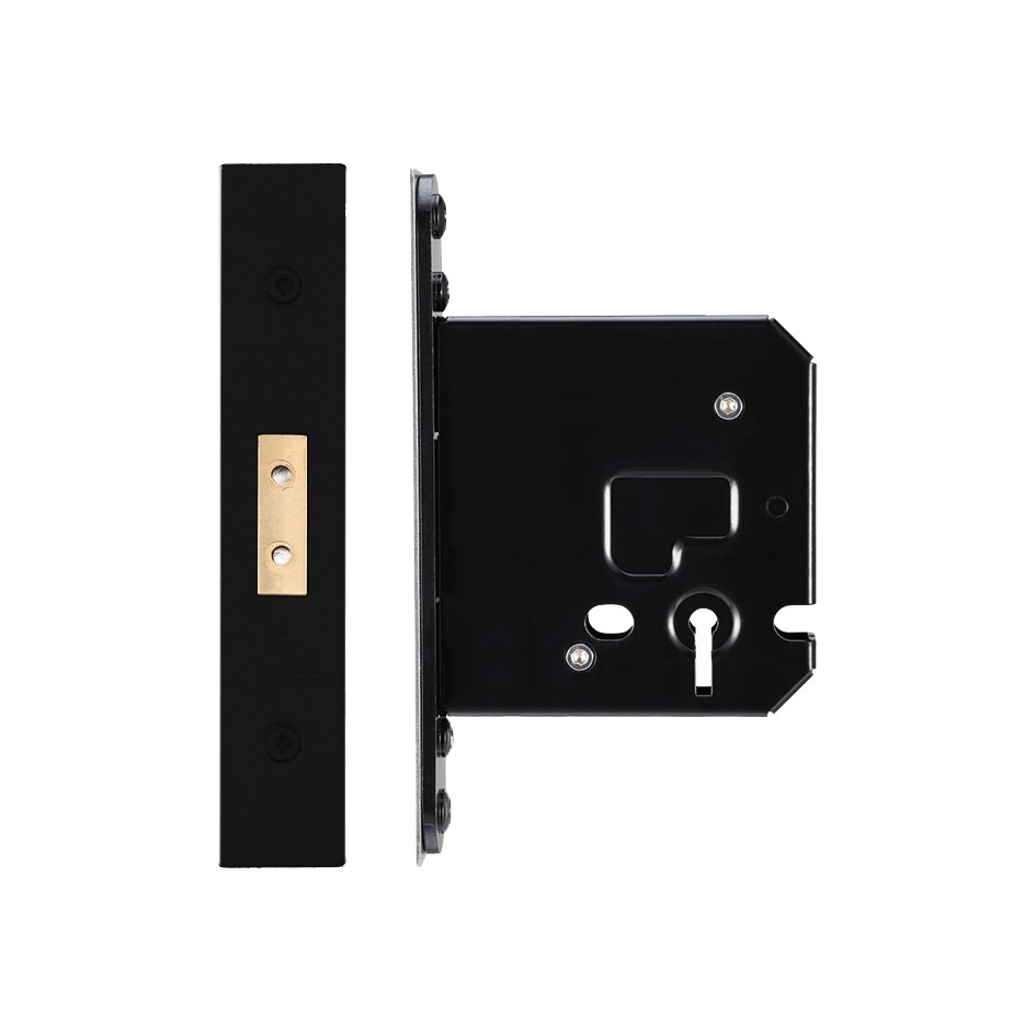 Matt Black Antimicrobial Eco-Friendly Medium Duty Three Lever Deadlock