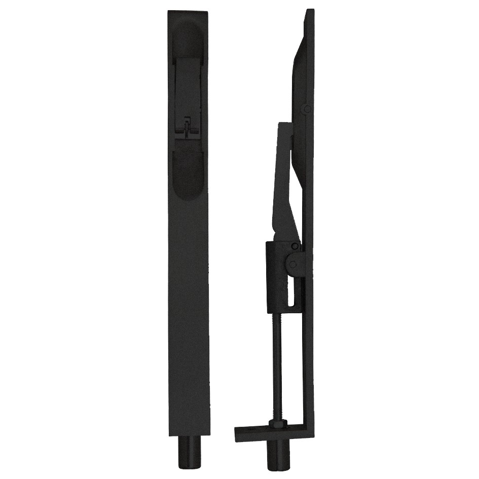 Matt Black Antimicrobial Eco-Friendly Lever Action Flush Bolts Complete With Flat Keep Plate – Square End