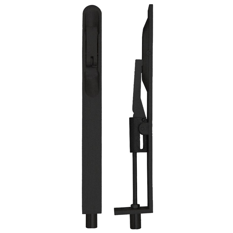 Matt Black Antimicrobial Eco-Friendly Lever Action Flush Bolts Complete With Flat Keep Plate – Radius End