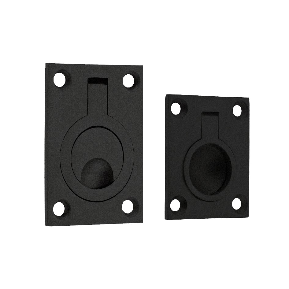 Matt Black Antimicrobial Eco-Friendly Rectangular Flush Ring Pull Handles for Cupboard and Wardrobe doors