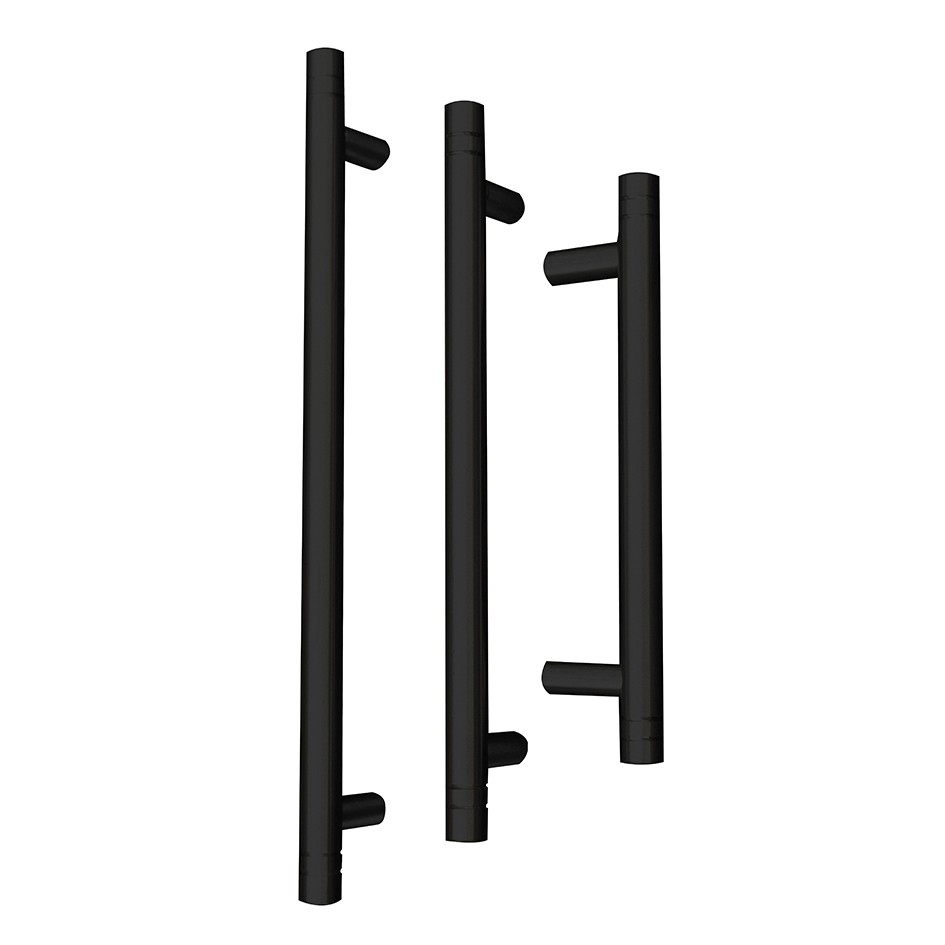 Matt Black Antimicrobial Eco-Friendly ‘T-Bar’ Grooved Wardrobe & Cabinet Handles Complete with Bolt Through Fixings