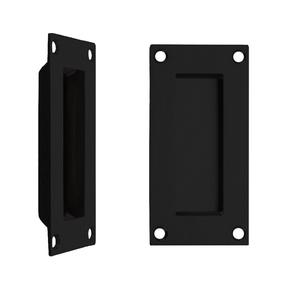 Matt Black Antimicrobial Eco-Friendly Rectangular Flush Pull Handle – 100 x 50mm