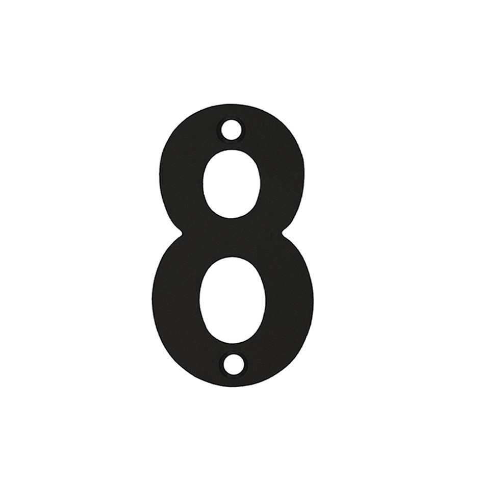 Matt Black Antimicrobial Eco-Friendly Numeral 8 - Available in 50mm, 75mm & 100mm