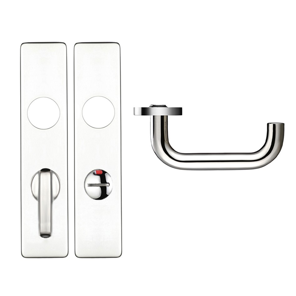 Polished Stainless Steel Bathroom Lever Furniture with Emergency External Release for DIN Lock Cases