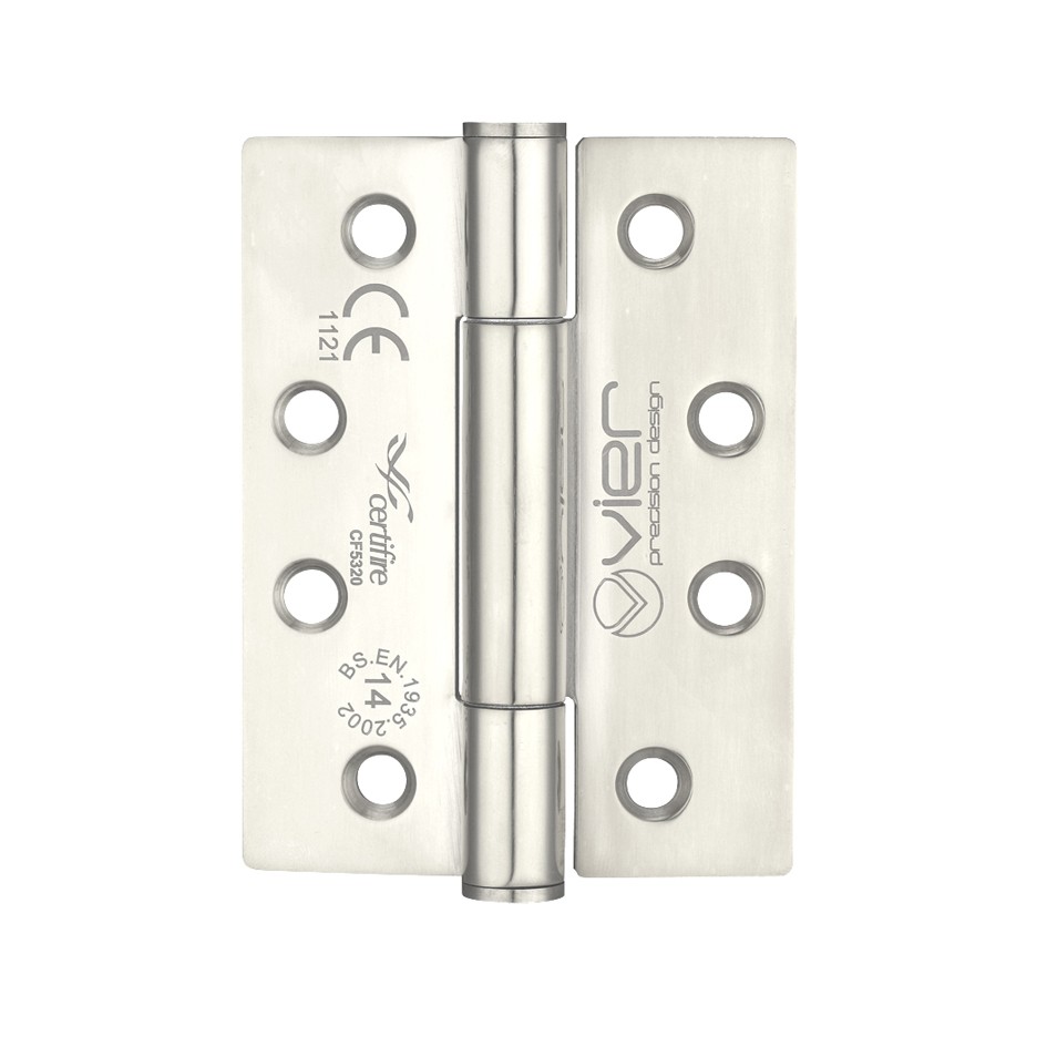 Polished Stainless Steel Extremely Heavy Duty Grade 14 Concealed Knuckle Hinges 102mm x 76mm x 3mm – Square corners