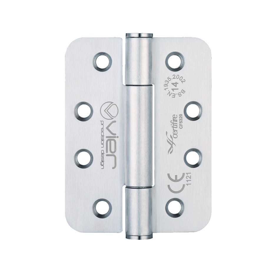 Satin Stainless Steel Extremely Heavy Duty Grade 14 Concealed Knuckle Hinges 102mm x 76mm x 3mm – Radius corners