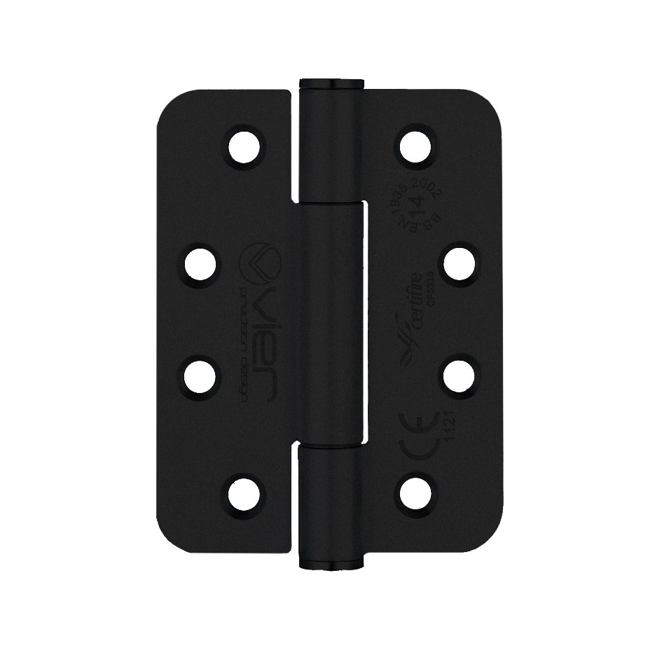 Matt Black Extremely Heavy Duty Grade 14 Concealed Knuckle Hinges 102mm x 76mm x 3mm – Radius corners