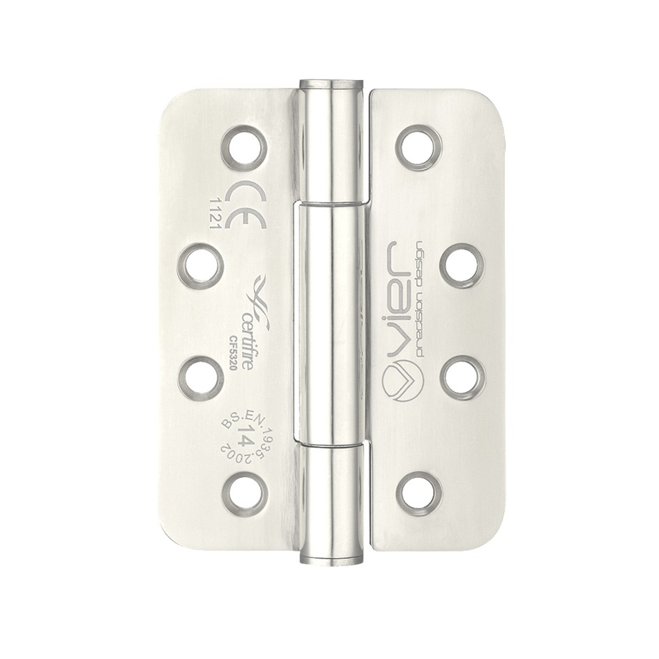 Polished Stainless Steel Extremely Heavy Duty Grade 14 Concealed Knuckle Hinges 102mm x 76mm x 3mm – Radius corners