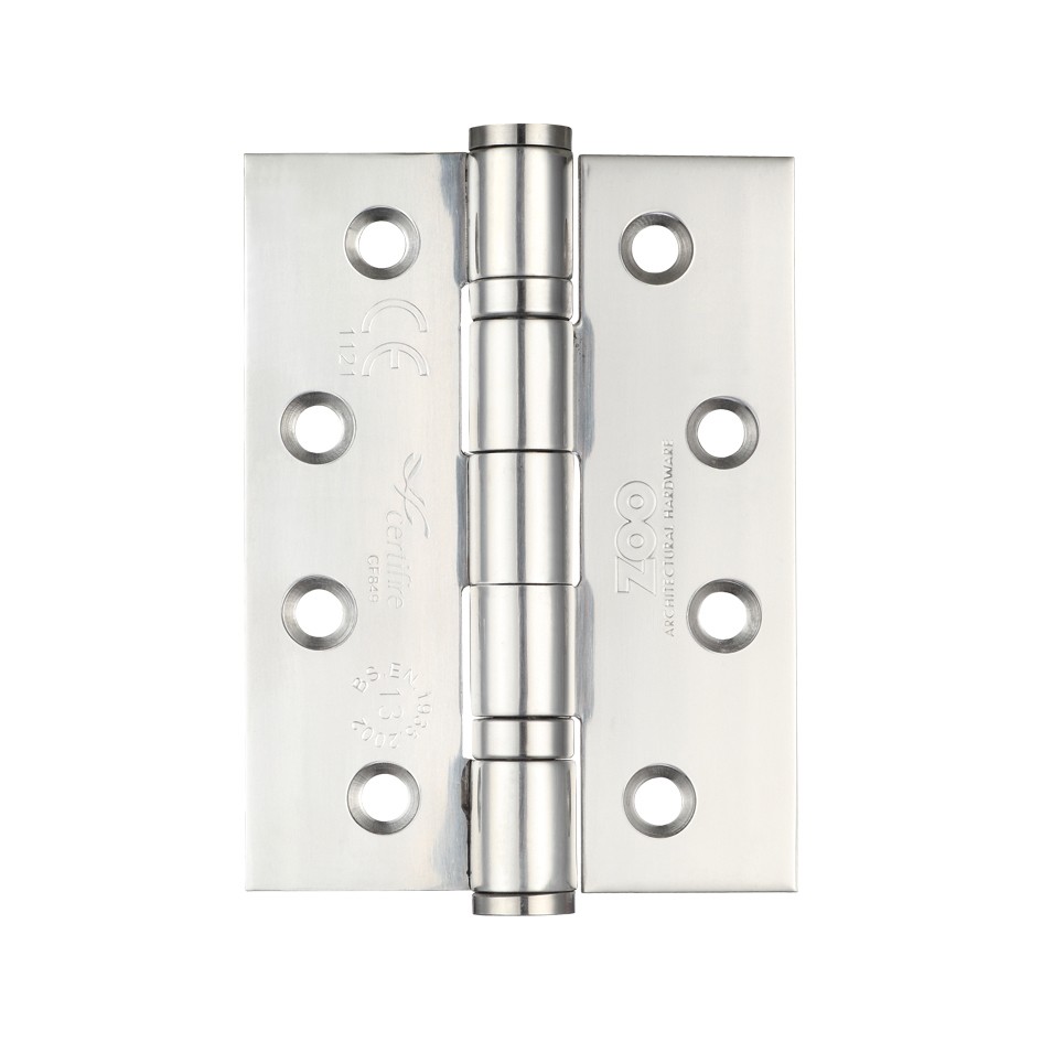 Heavy Duty Ball Bearing Hinges 102mm x 76mm x 3mm – Polished Stainless Steel 