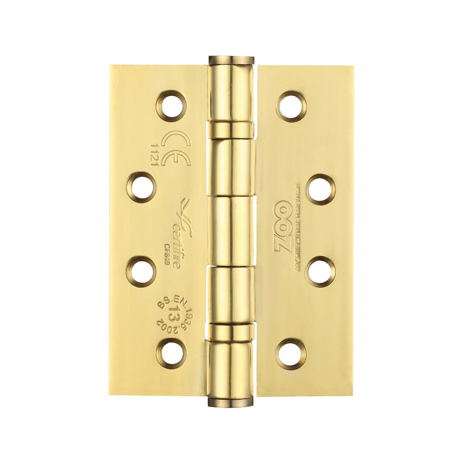 Anti-tarnish Brass Heavy Duty Ball Bearing Hinges 102mm x 76mm x 3mm