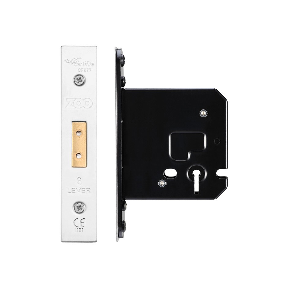 Polished Stainless Steel Medium Duty Three Lever Deadlock