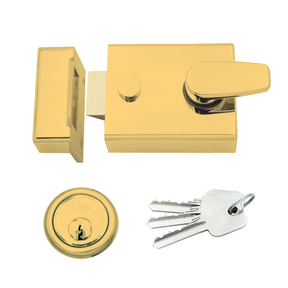 Electro Brass Standard Non-Deadlocking Rim Night Latch Suitable for Left and Right Handed Doors Opening Inwards – 60mm backset