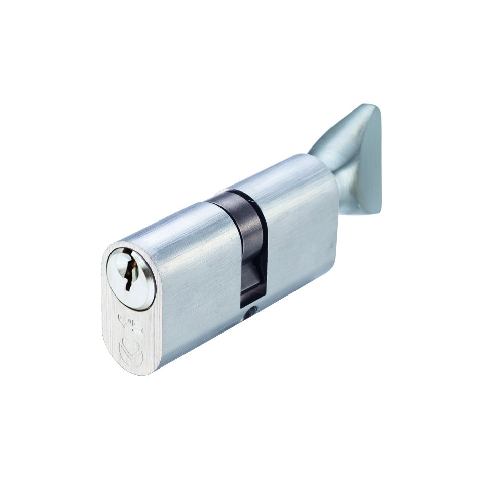 Satin Chrome Plate Oval Profile Key & Thumb Turn Cylinders (K&T) – Keyed Alike