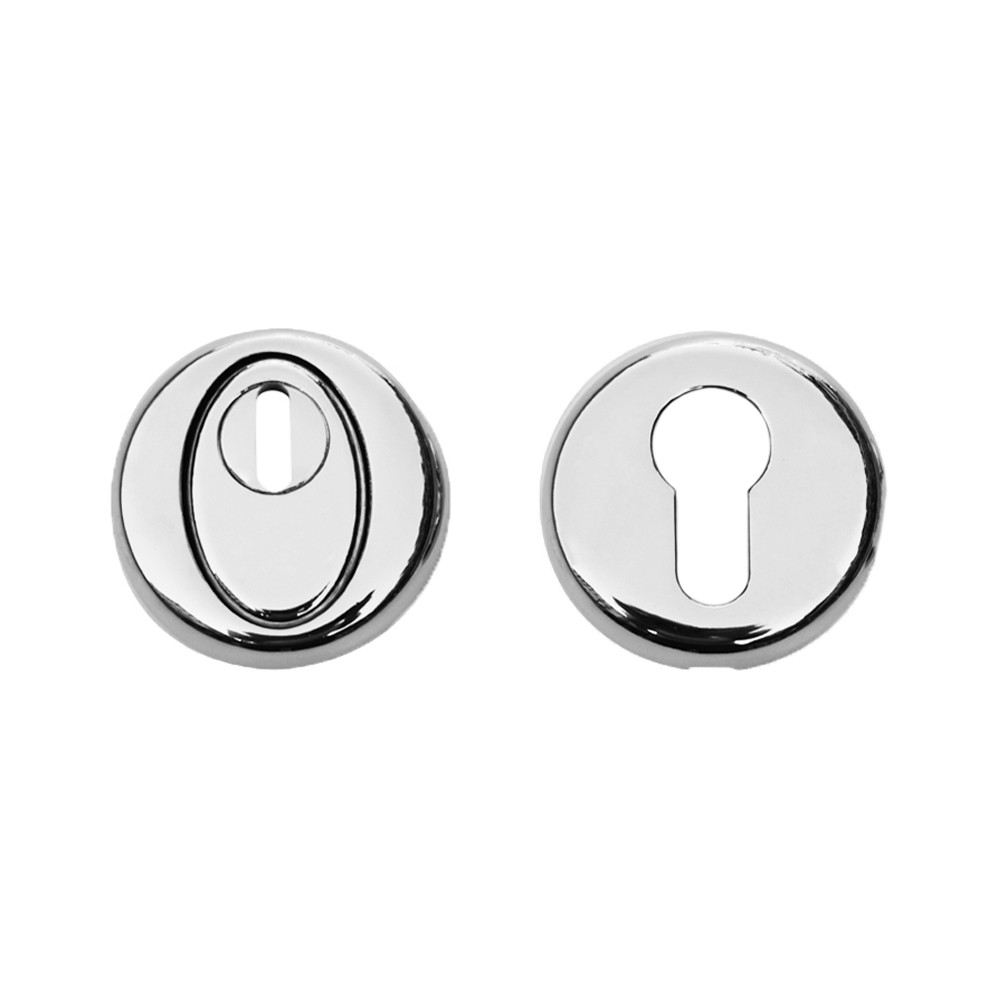 Polished Stainless Steel Euro Profile Security Escutcheon Set – 52mm Ø