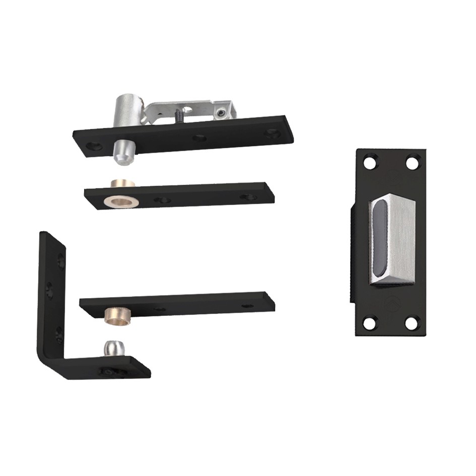 Matt Black Antimicrobial Eco-Friendly Emergency Pivot Set & Stop for Cubicle Bathroom & Toilet Doors