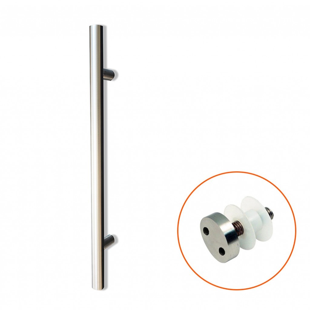 Satin Stainless Steel Antimicrobial Guardsman Bolt Through Fixing Pull Handles for Glass Doors