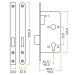 PVD Anti-tarnish Brass Heavy Duty Architectural DIN Euro Deadlock Case (DDA)