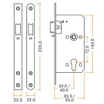 PVD Anti-tarnish Brass Heavy Duty Architectural DIN Euro Night Latch Case (DDA)