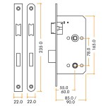 Polished Stainless Steel Heavy Duty Architectural DIN Bathroom Lock Case (DDA)