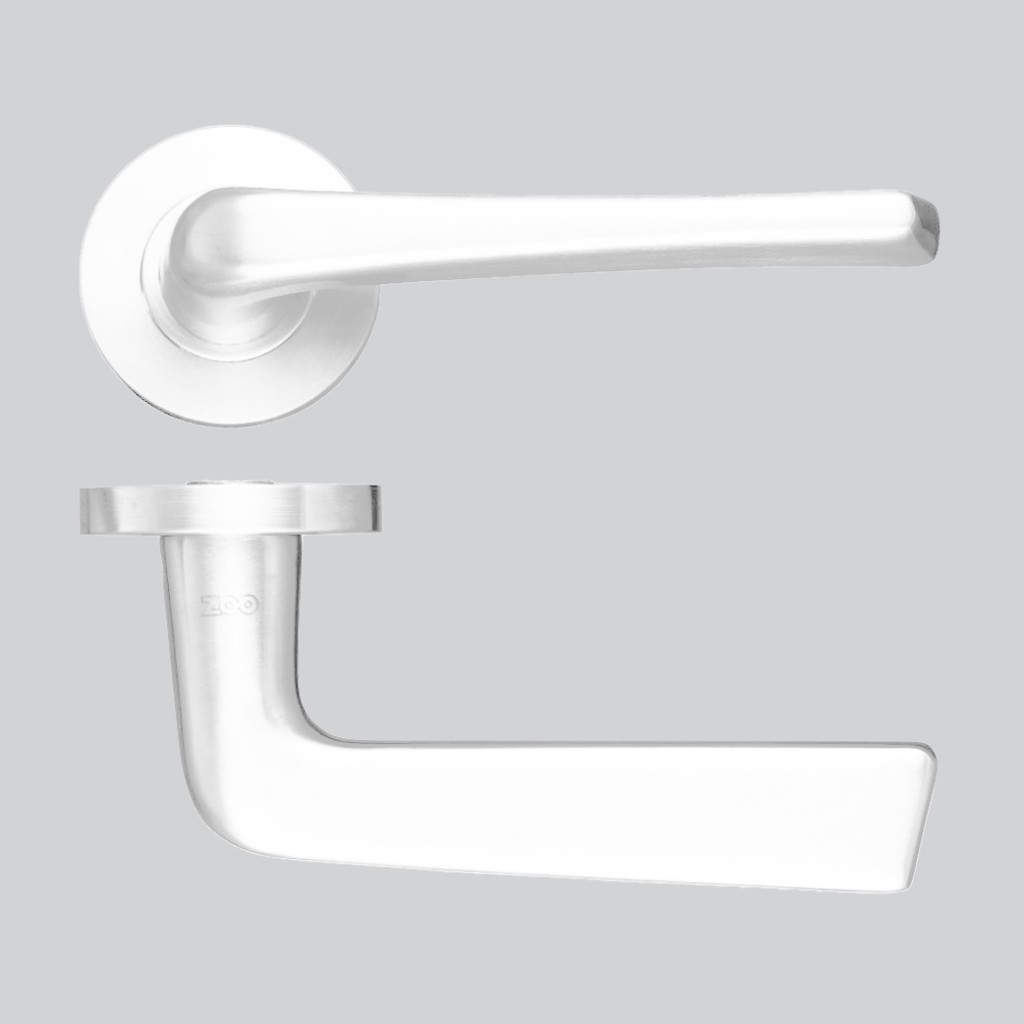 Matt White Antimicrobial Eco-Friendly Round Rose Lever Handles – Push on Rose (Sprung)