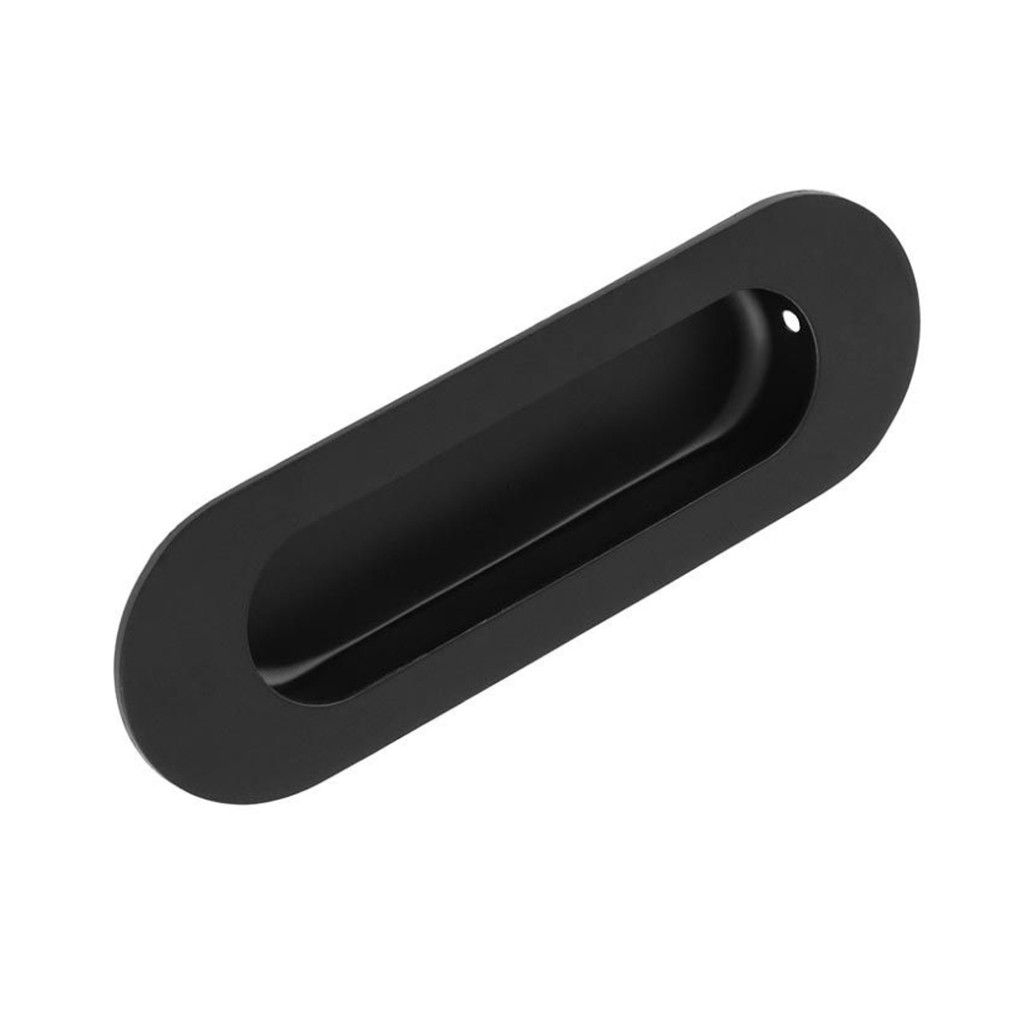 Matt Black Antimicrobial Eco-Friendly Radius Flush Pull 120 x 40mm