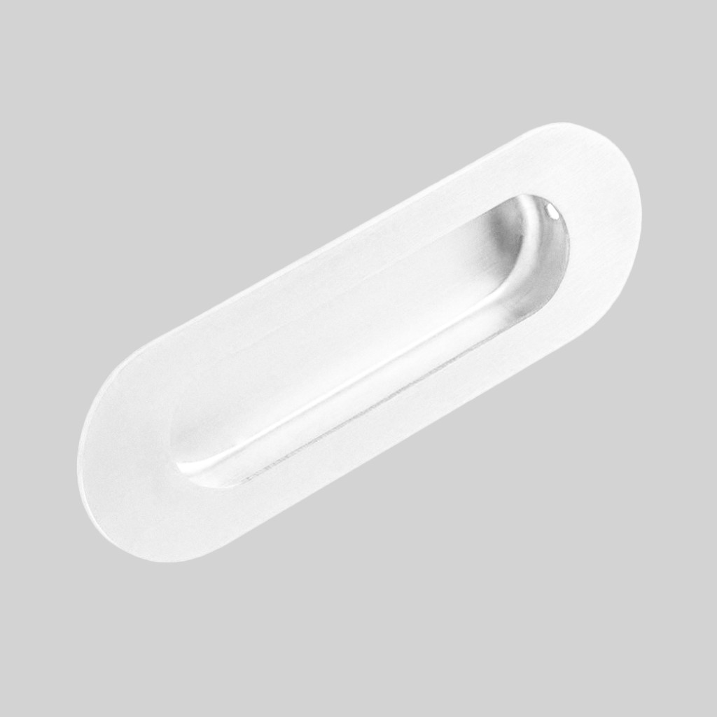 Matt White Antimicrobial Eco-Friendly Radius Flush Pull 120 x 40mm