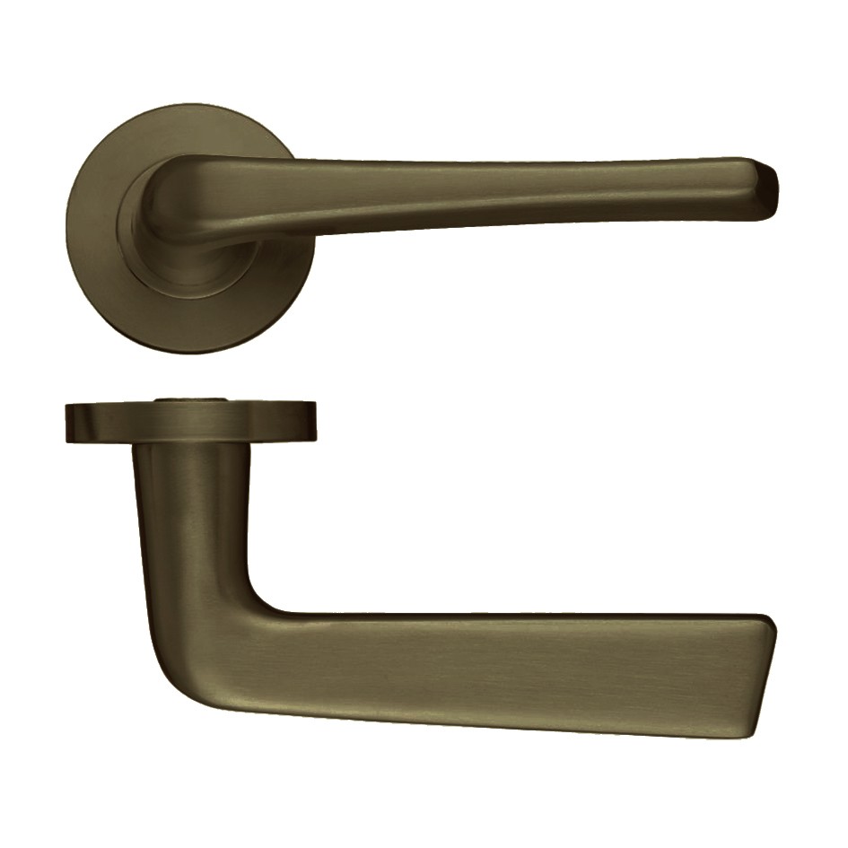 Adonic Matt Bronze Round Rose Lever Handles – Push on Rose (Sprung)