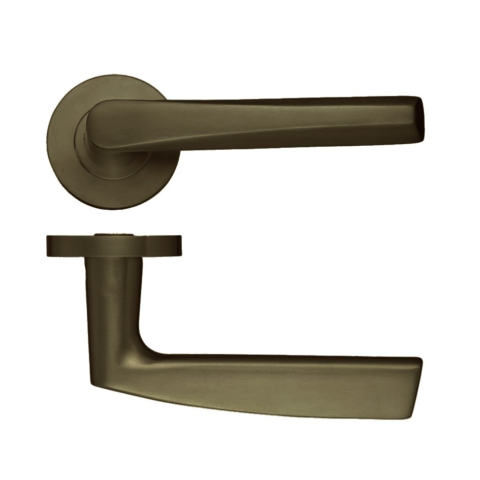 Adonic Matt Bronze Round Rose Angular Lever Handles – Push on Rose (Sprung)