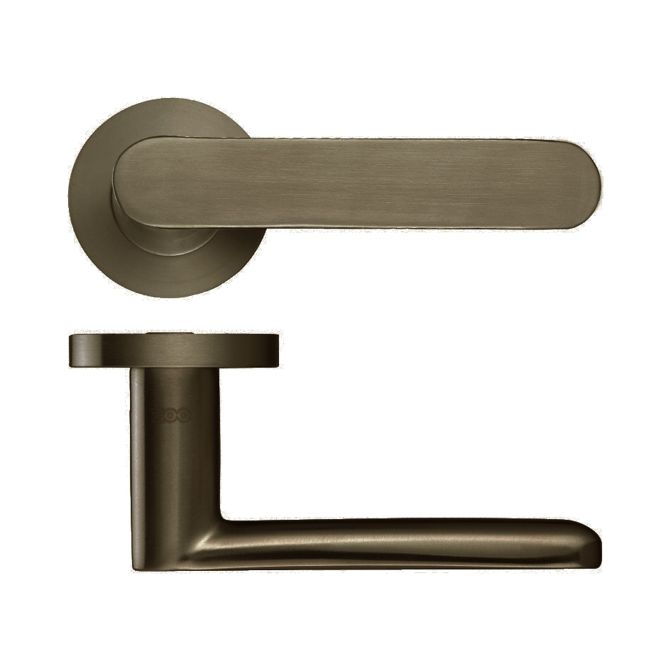 Adonic Matt Bronze Round Rose Flatside Lever Handles – Push on Rose (Sprung)