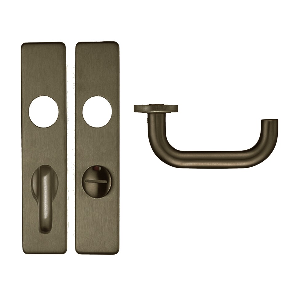 Adonic Matt Bronze Bathroom Lever Furniture with Emergency External Release for DIN Lock Cases